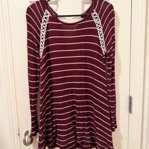 Live and Let Live Burgundy and White Knit Top